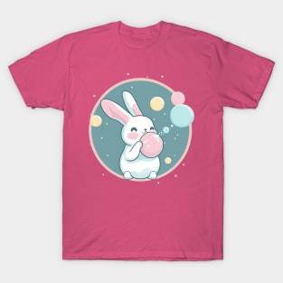 Cute Rabbit Bunny Blowing Bubble Gum Easter Day T-Shirt